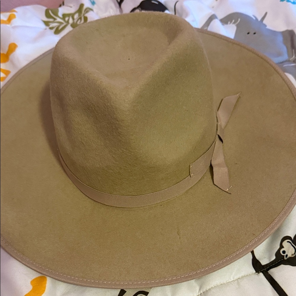 Elegant Beige Wide-Brimmed Hat